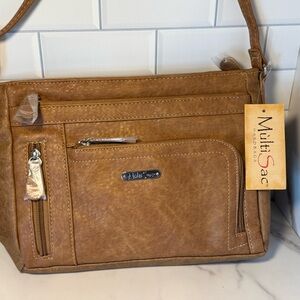 NWT Purse MultiSac Women's Tan Crossbody Bag